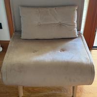 Divano letto in velluto beige regolabile Terat