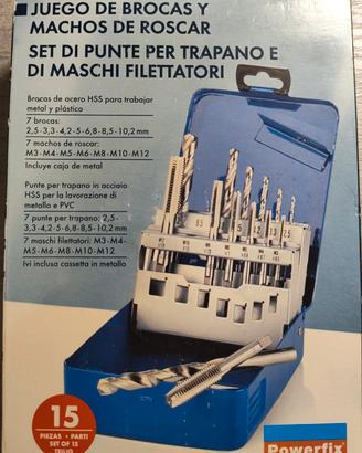 Set Punte e Maschi Filettatori Powerfix 15 pz