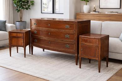 Cassettone Luigi XVI con Comodini in Stile Luigi