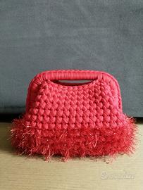 borsa mini clutch rossa uncinetto 