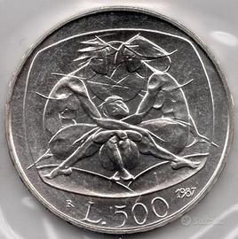 Moneta 500 Lire del 1987 in Argento