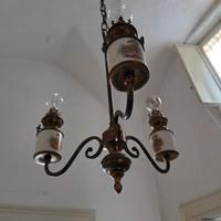 Lampadario Rustico in Ceramica e Ottone