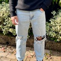 Jeans uomo Bershka strappati azzurri IT 44