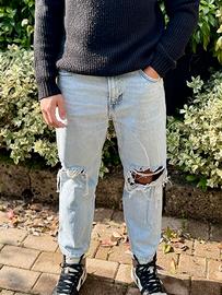 Jeans uomo Bershka strappati azzurri IT 44