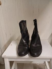 Stivaletti donna neri in pelle con cerniere 