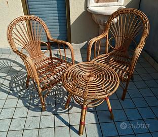 Salottino in vimini anni '80