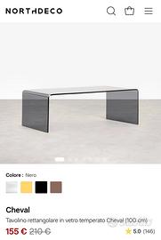 Tavolino Coffee Table Vetro Nero Fumé