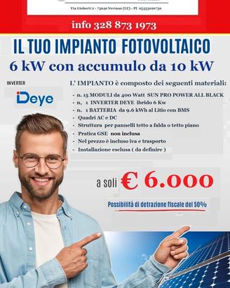 IMPIANTO DEYE DA 6 KW + ACCUMULO 10 KW