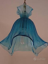 MURANO LAMPADARIO A CAMPANA AZZURRO