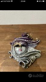 Maschera veneziana ceramica e cuoio