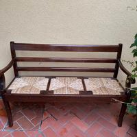 PANCA IN LEGNO CON SEDUTA IN PAGLIA – 3 POSTI