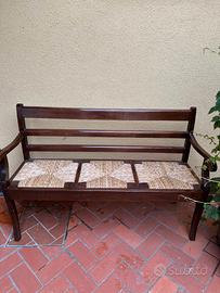 PANCA IN LEGNO CON SEDUTA IN PAGLIA – 3 POSTI