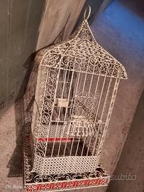 Antica grande gabbia ferro battuto 1.10x60