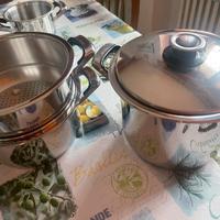 Pentole acciaio inox D.24 con vaporiera