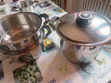 Pentole acciaio inox D.24 con vaporiera