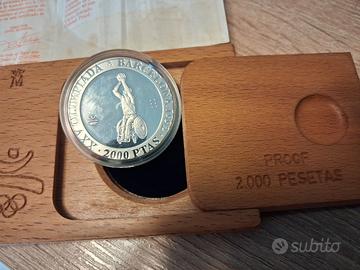 moneta  argento 925% 2000 pesetas 1992