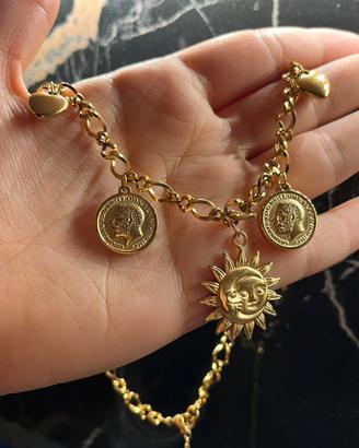 Collana ‘70years’ multi charm inox placcata oro