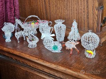 lotto di 13 oggetti in vetro vintage 