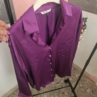 trittico camicia, sotto giacca glitterato e scarpe