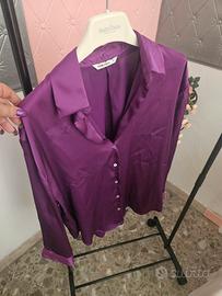 trittico camicia, sotto giacca glitterato e scarpe