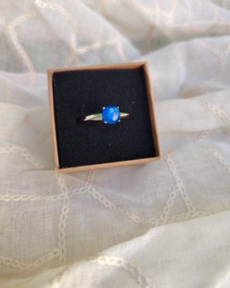 Anello regolabile in argento placcato con cianite 