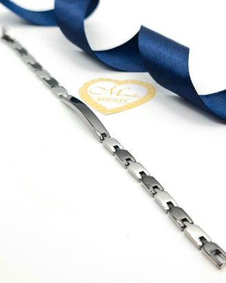 Bracciale da uomo acciaio a maglie nero e argento