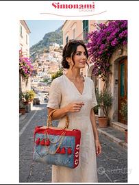 Borsa Jeans E Cotone All' Uncinetto 