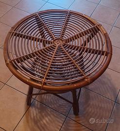 tavolino in rattan, bambù e midollino 