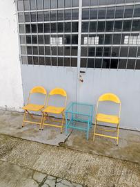 3 Sedie pieghevoli ferro + tavolino