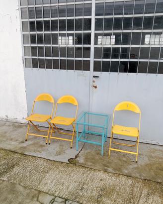 3 Sedie pieghevoli ferro + tavolino
