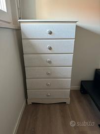 Cassettiera legno bianco shabby chic