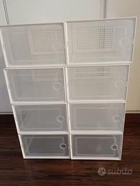 8 scatole per stoccaggio scarpe - trasparente