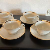 4 tazze da te Seltmann bianche bordo oro.