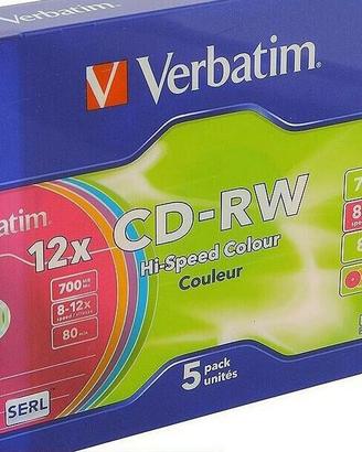 CD-RW Verbatim 12x 5 pack unit slim cover colour