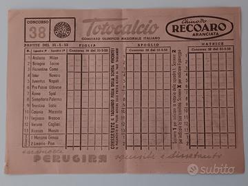 Schedina Totocalcio concorso n.38 del 1953