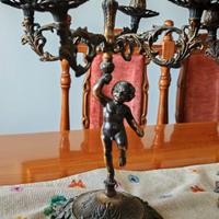 candelabro in bronzo dorato Angelo putto