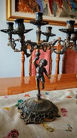candelabro in bronzo dorato Angelo putto
