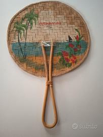 ventaglio vintage in paglia intrecciata, bahamas