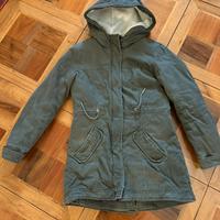 Parka verde militare con pelo taglia Xs