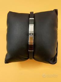 Bracciale uomo in acciaio,  silicone  e zircone 