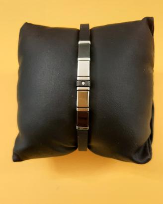 Bracciale uomo in acciaio,  silicone  e zircone 