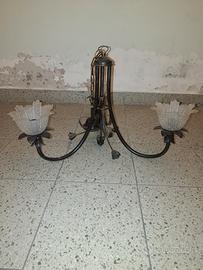 LAMPADARIO 3 LUCI BRONZO DA SOFFITTO 