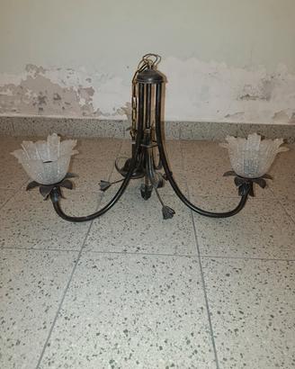 LAMPADARIO 3 LUCI BRONZO DA SOFFITTO 