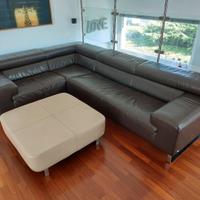 Divano Calia Italia in pelle 1 qualità con puoff 