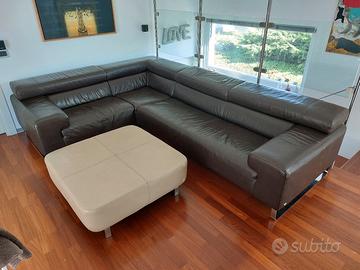 Divano Calia Italia in pelle 1 qualità con puoff 