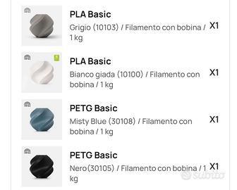 4 Filamenti Bambu Lab Nuovi
