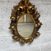 SPECCHIO ANTICO STILE BAROCCO OVALE DORATO  DESIGN
