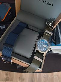 orologio hamilton khaki field  38mm blu manuale 