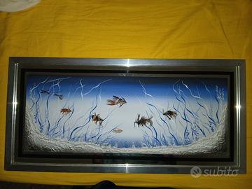 Quadro dipinto su specchio in rilievo