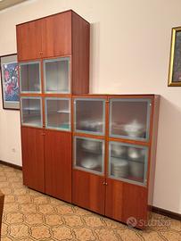 Doppia credenza in ciliegio e vetro made in italy